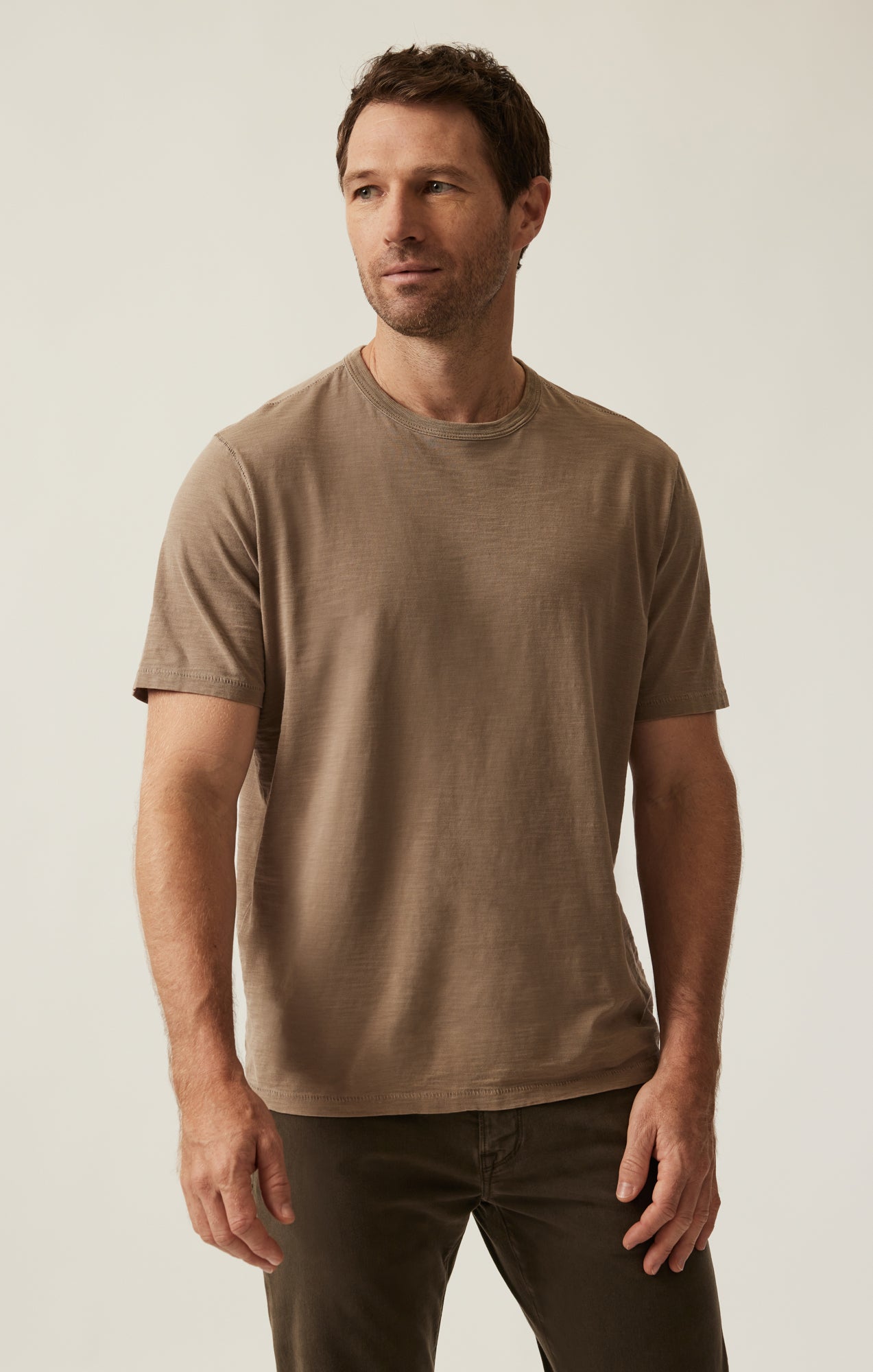 34 Heritage Men's Slub Crew Neck T-Shirt in Shitake