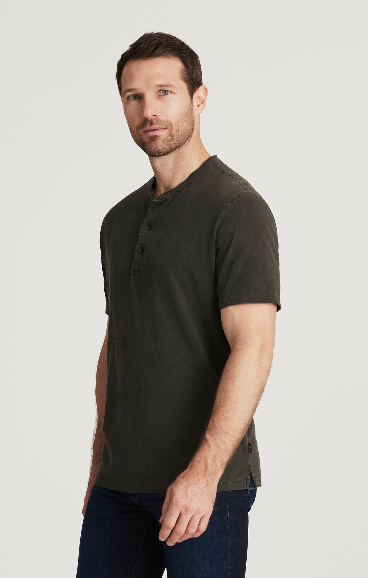 34 Heritage Men's Slub Henley T-Shirt in Peat