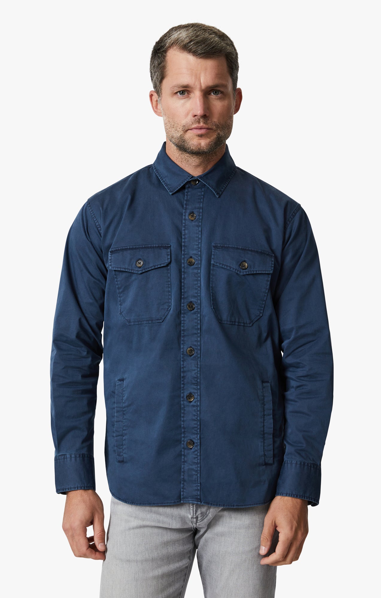 34 Heritage Men's Overshirt In Dark Blue 34 Heritage Men's Overshirt In Dark Blue