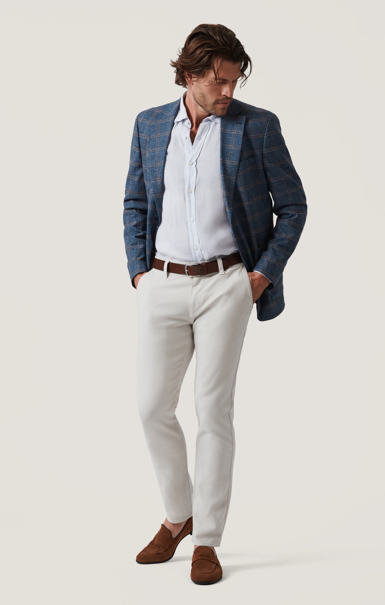 34 Heritage Men's Verona Straight Leg Chinos in Cloud High Flyer