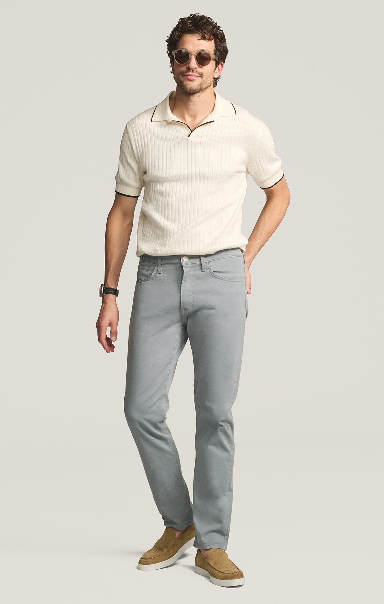 34 Heritage -  Courage - Straight Leg Pants in Bone Cross Twill