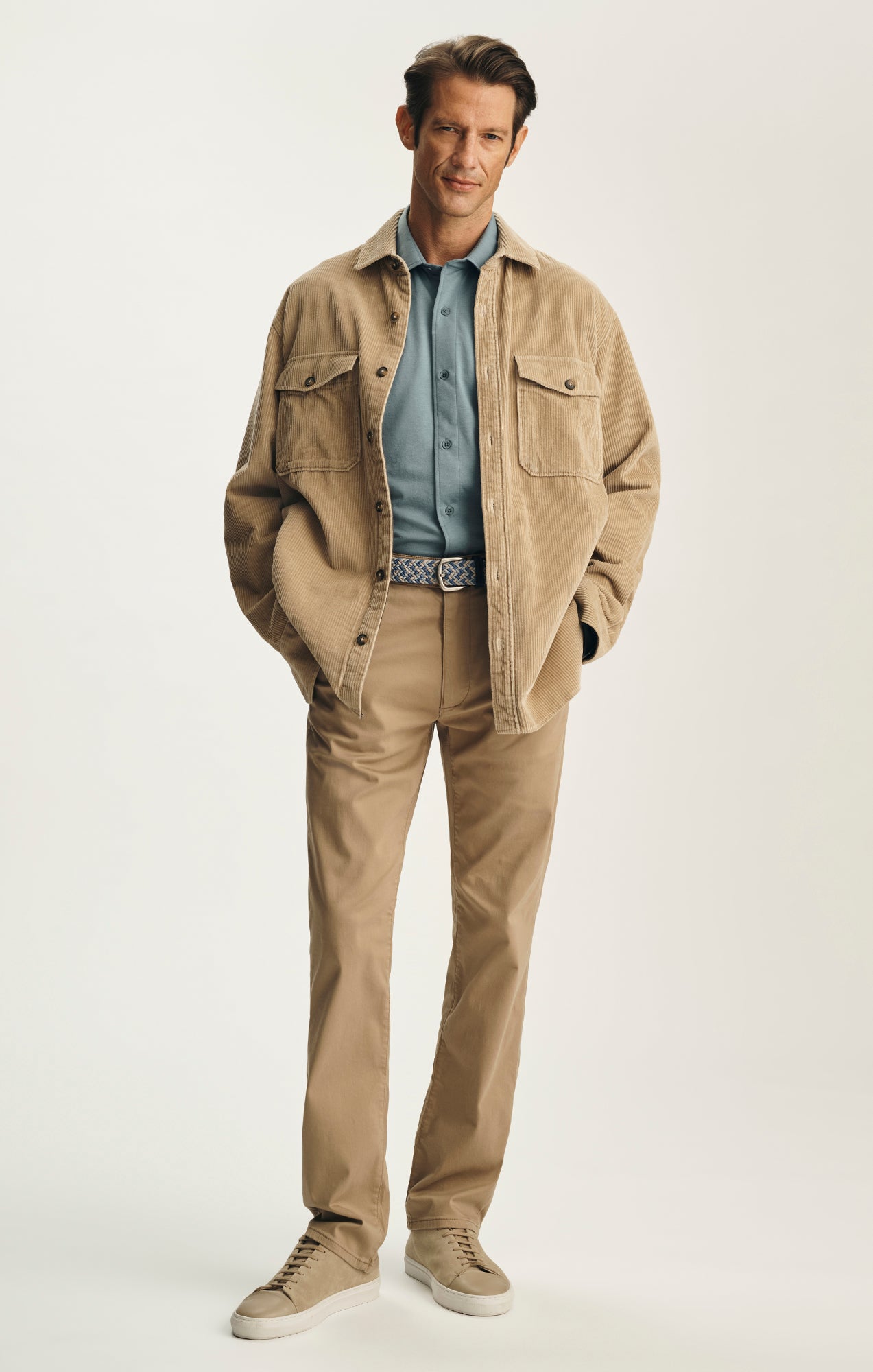 34 Heritage Men's Charisma Relaxed Straight Chino In Khaki Twill