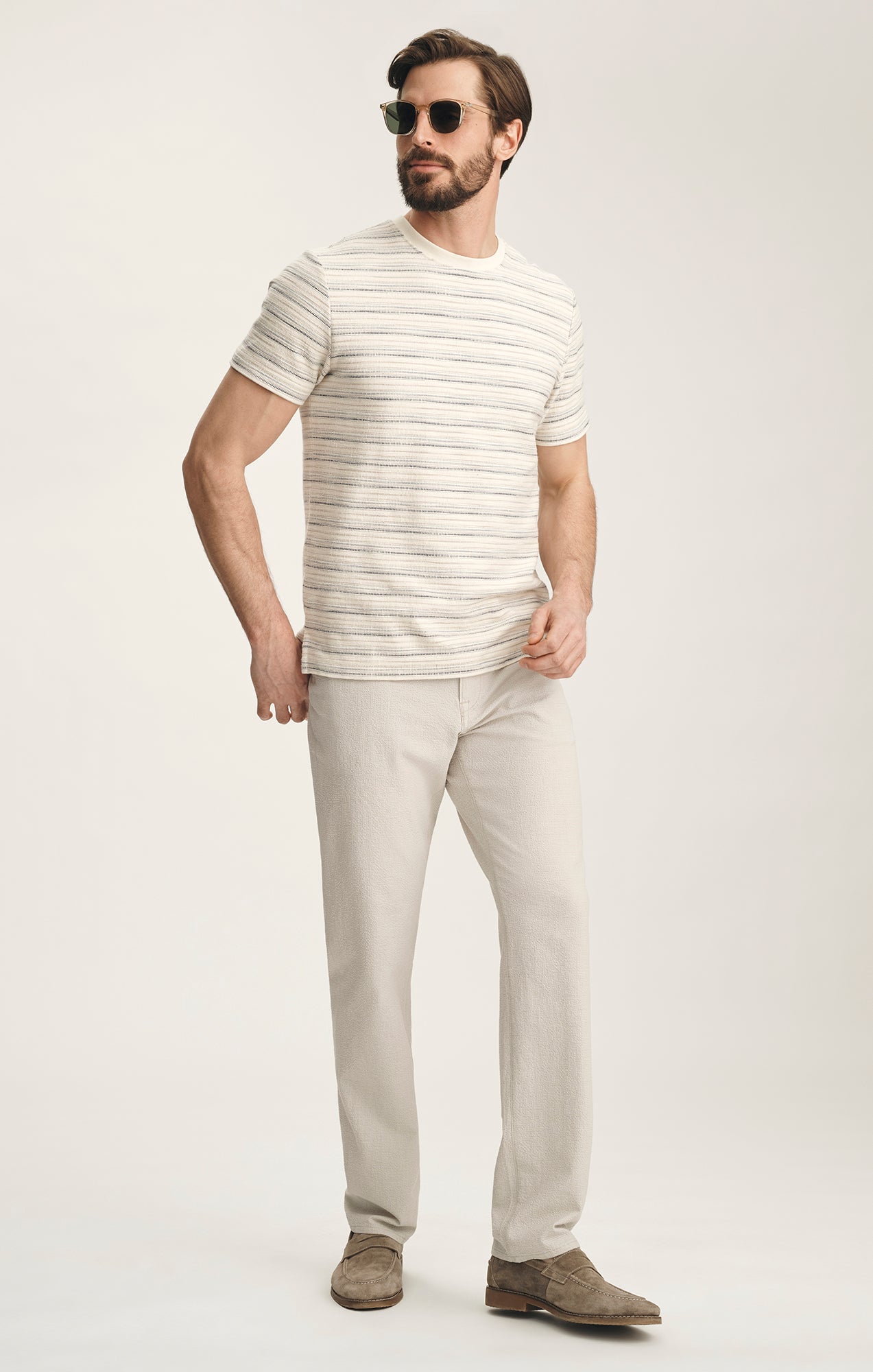 34 Heritage Men's Charisma Relaxed Straight Pants In Stone Seersucker