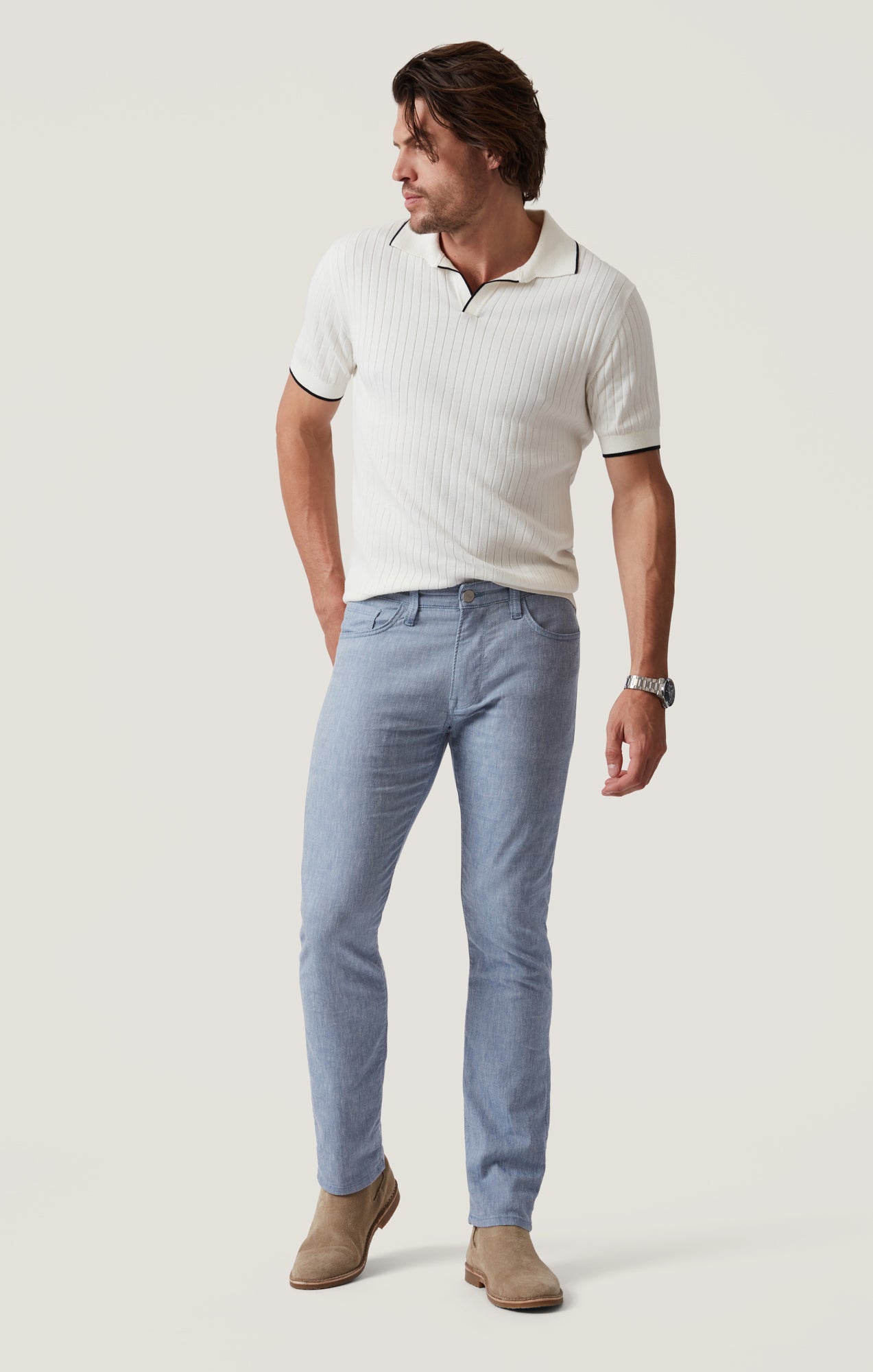 34 Heritage Men's Courage Straight Leg Pants in Blue Hemp