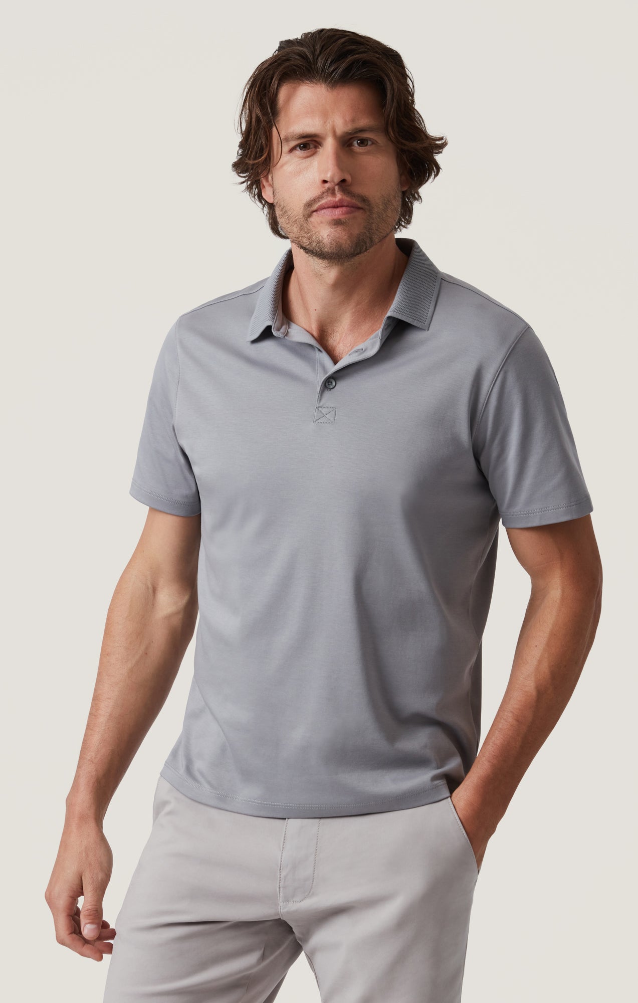 34 Heritage Men's Polo T-Shirt in Monument Grey
