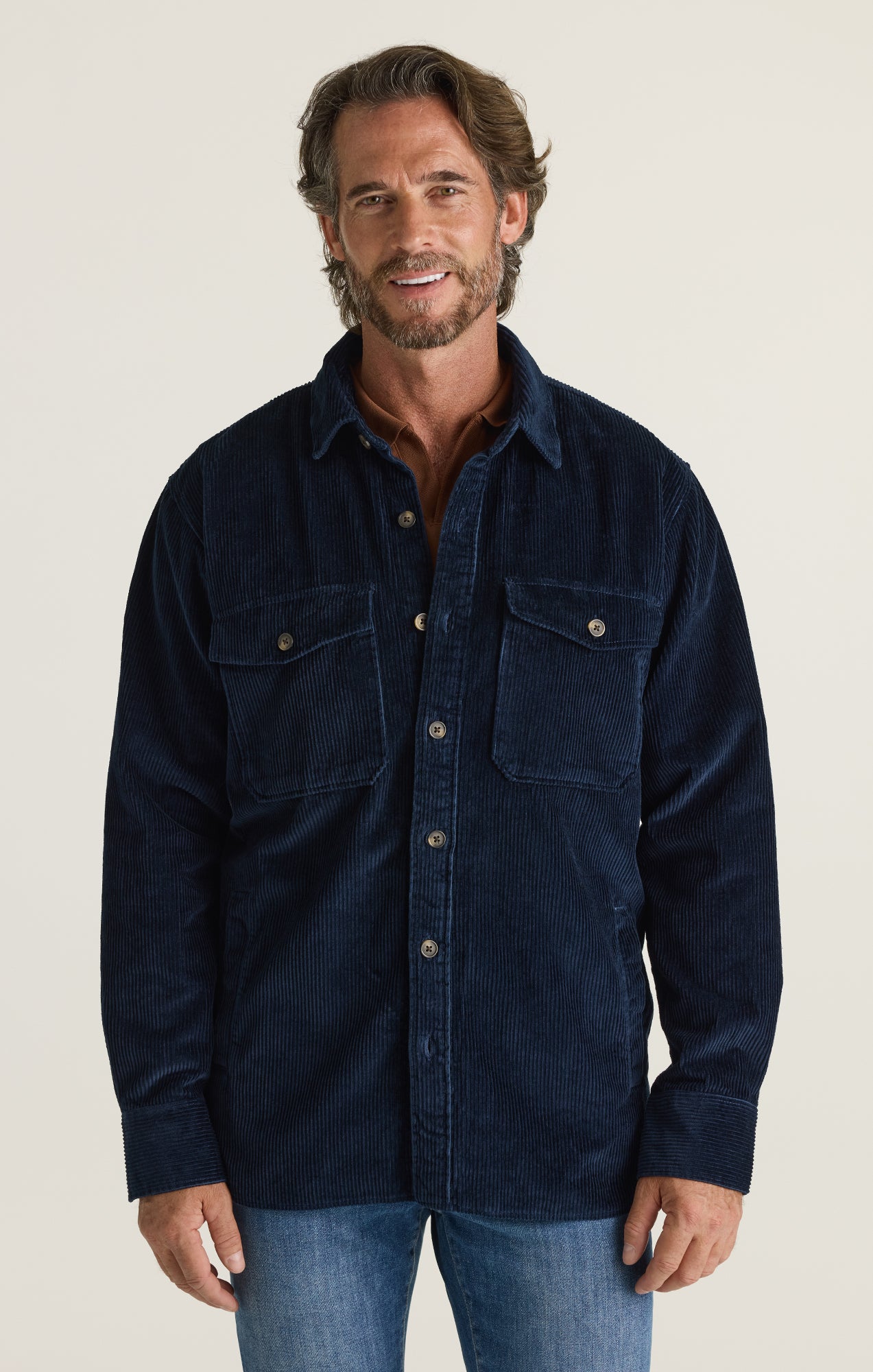 34 Heritage Men's Corduroy Overshirt in Navy