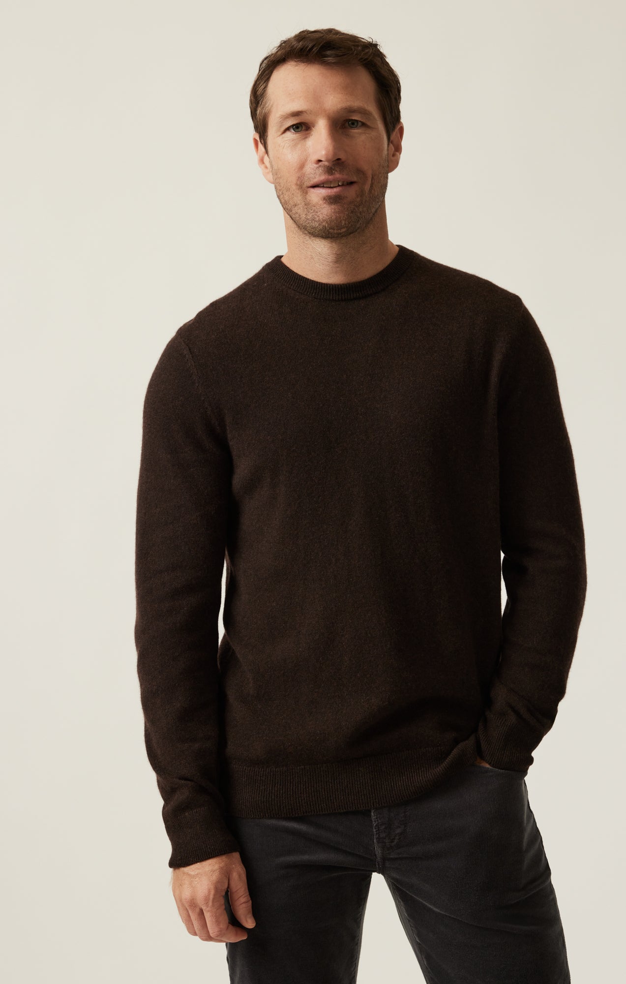 34 Heritage Men's Cashmere Crew Neck Sweater In Brown