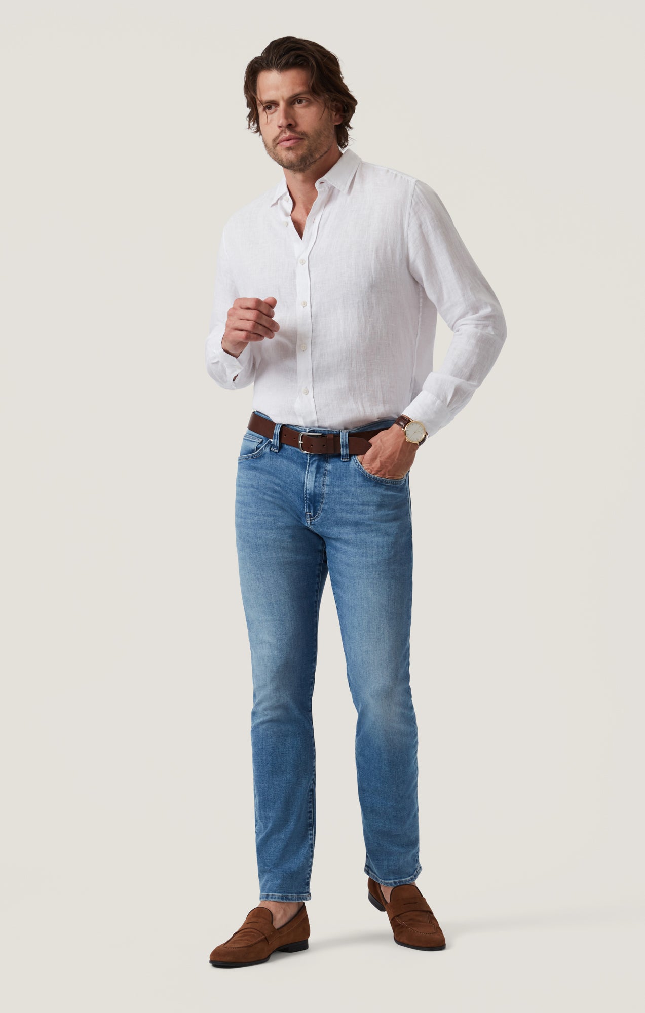 34 Heritage Men's Charisma Relaxed Jeans in Mid Brushed Organic Ultra