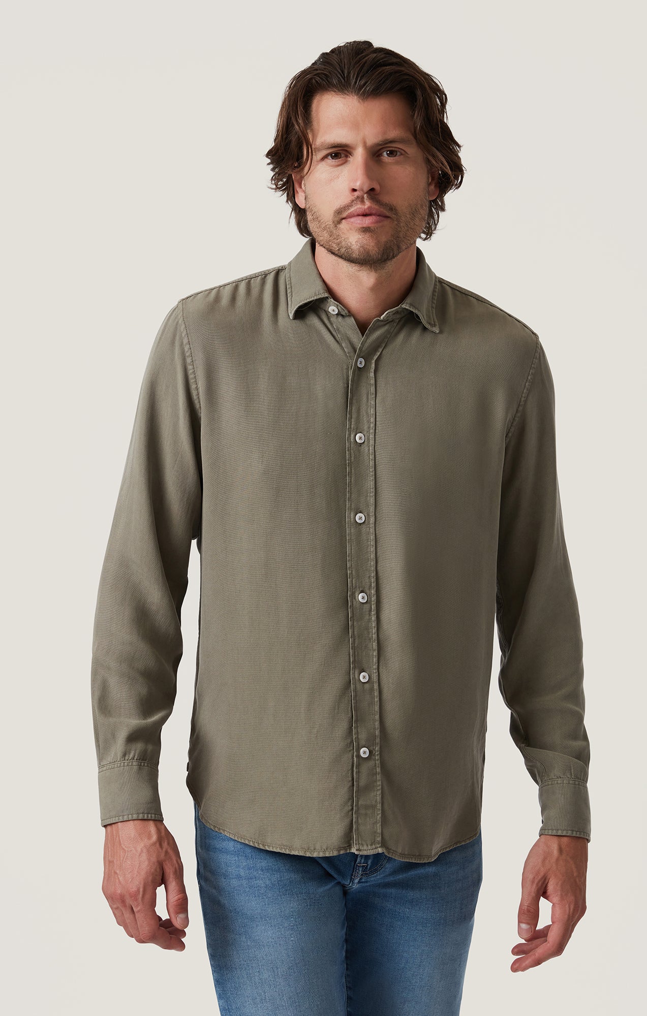 34 Heritage Men's Tencel Shirt in Pastel Olive