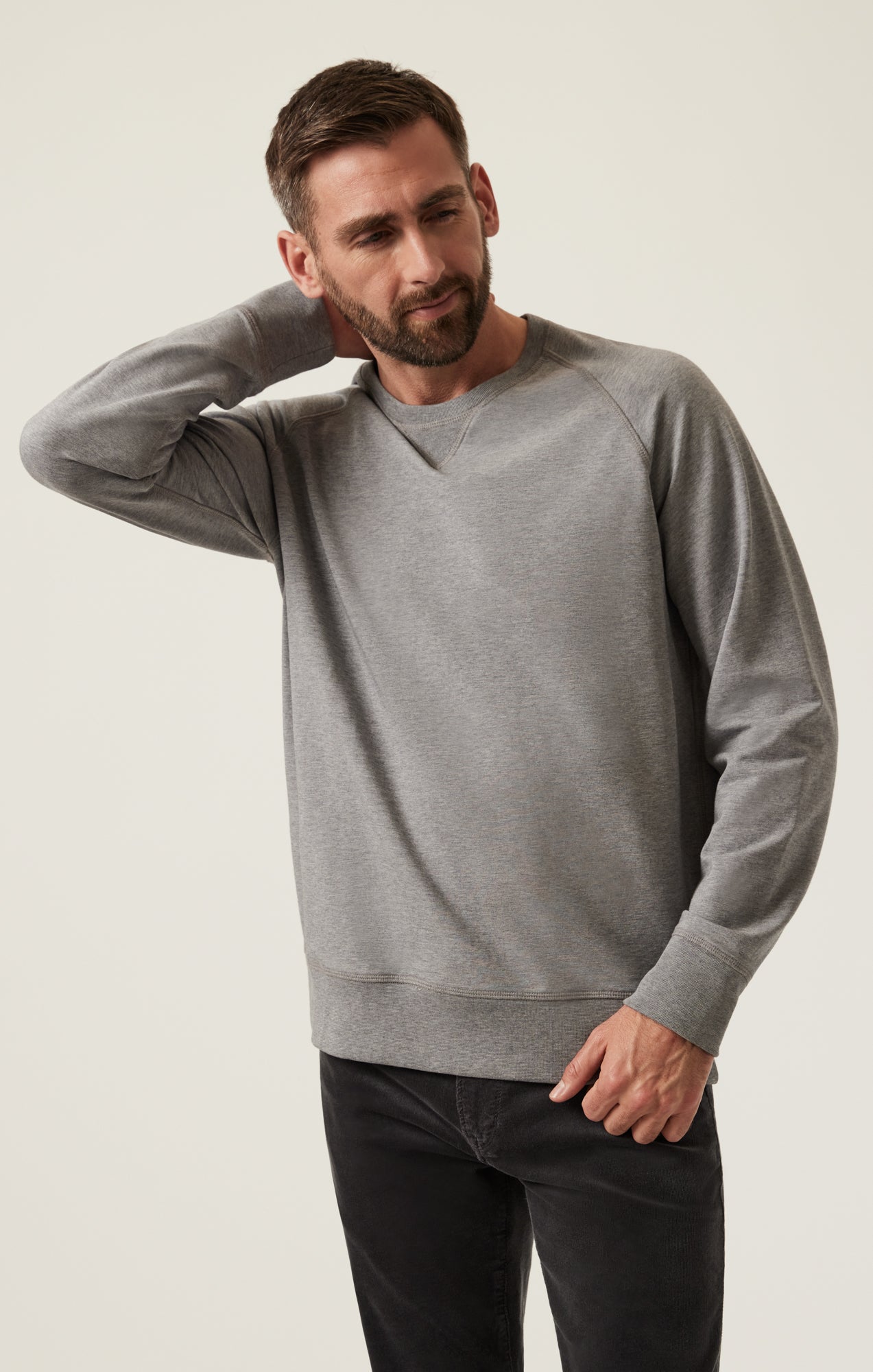34 Heritage Men's French Terry Crew Sweatshirt In Grey Melange