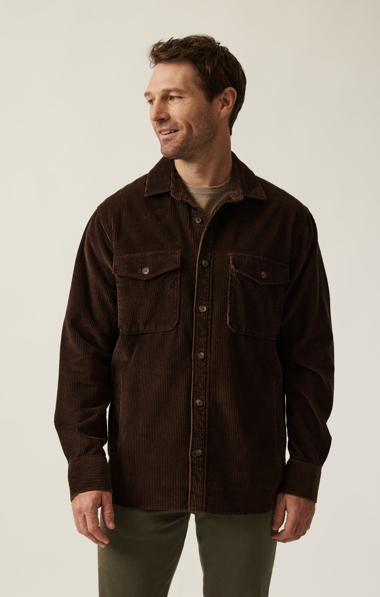 34 Heritage Men's Overshirt in Chocolate Brown
