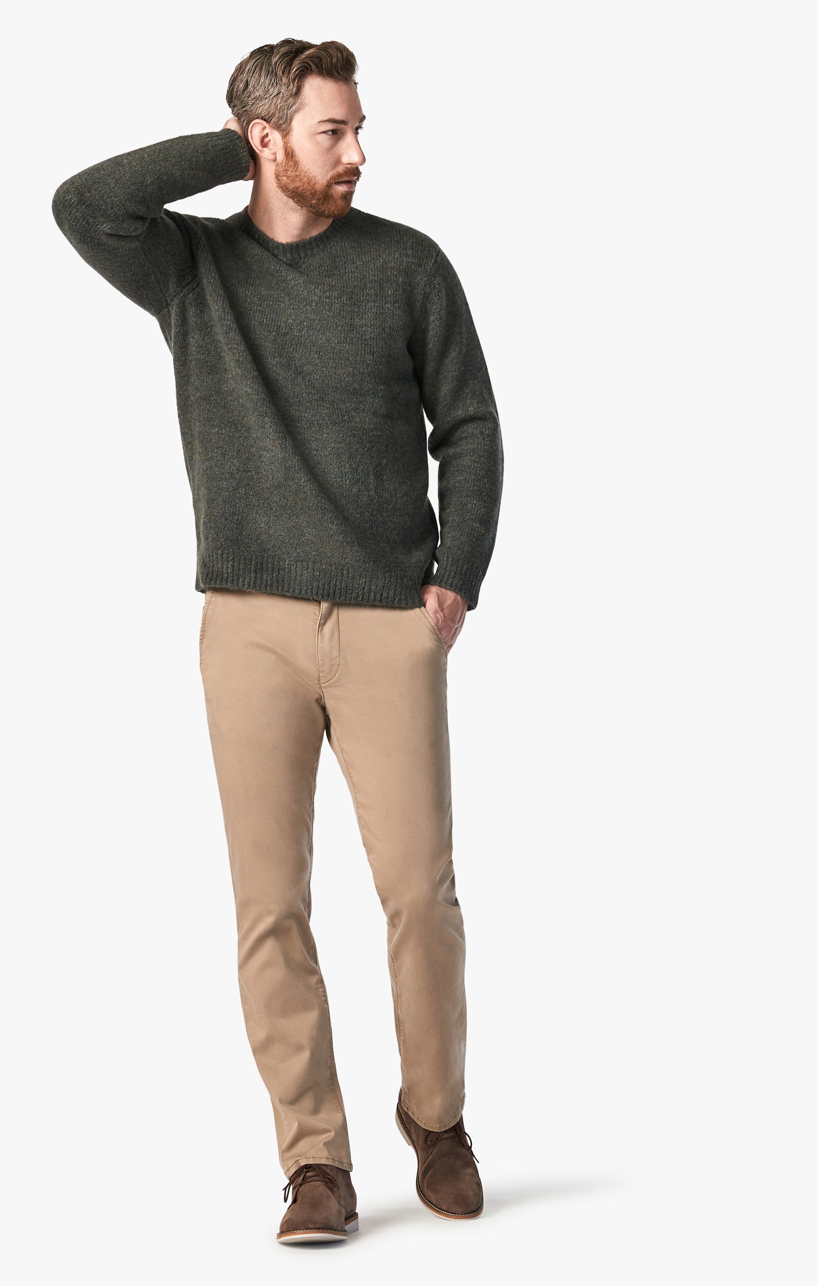 34 Heritage Men's Charisma Relaxed Straight Chino In Khaki Twill