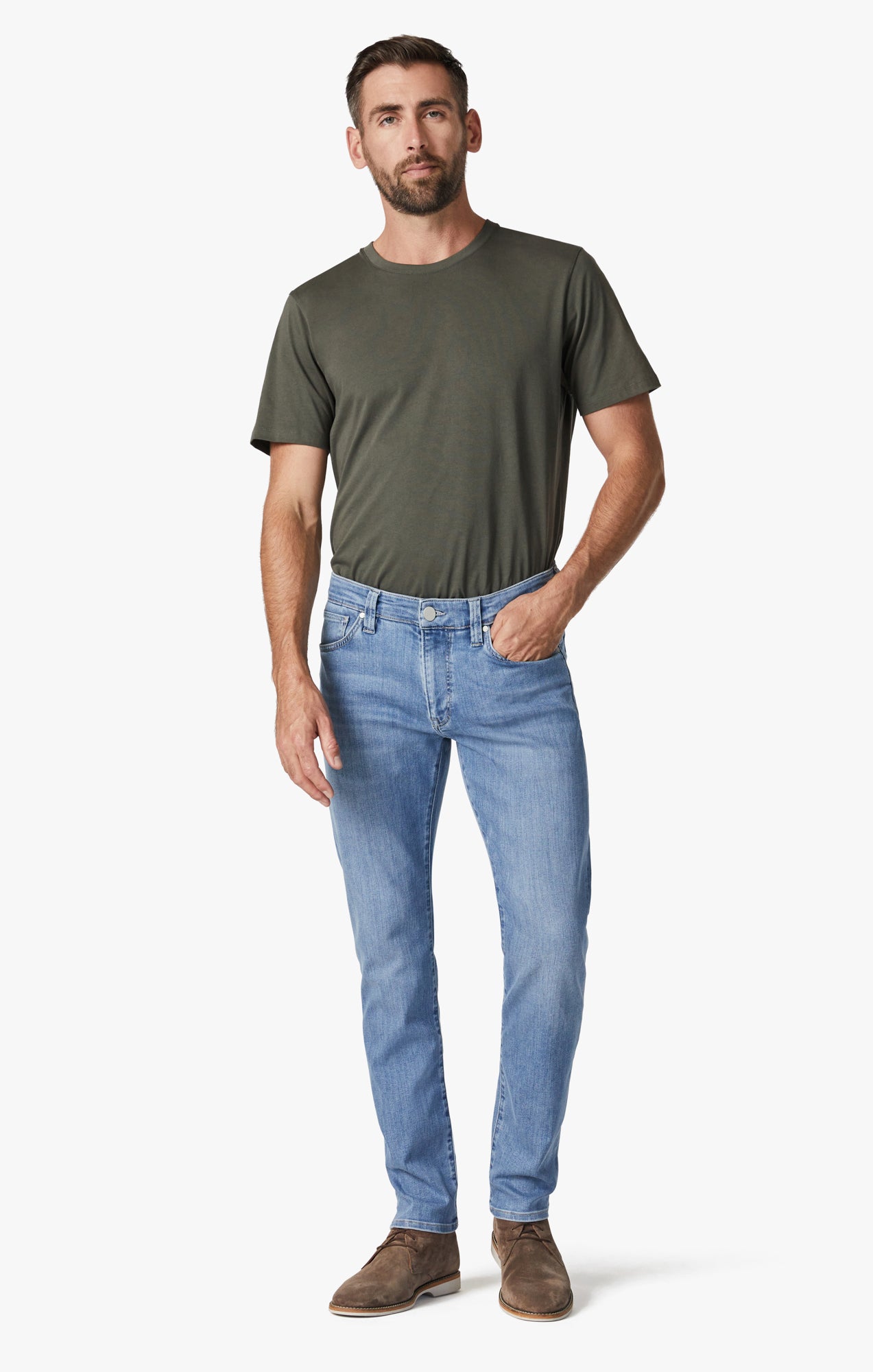 Cool Tapered Leg Jeans In Light Brushed Urban – 34 Heritage
