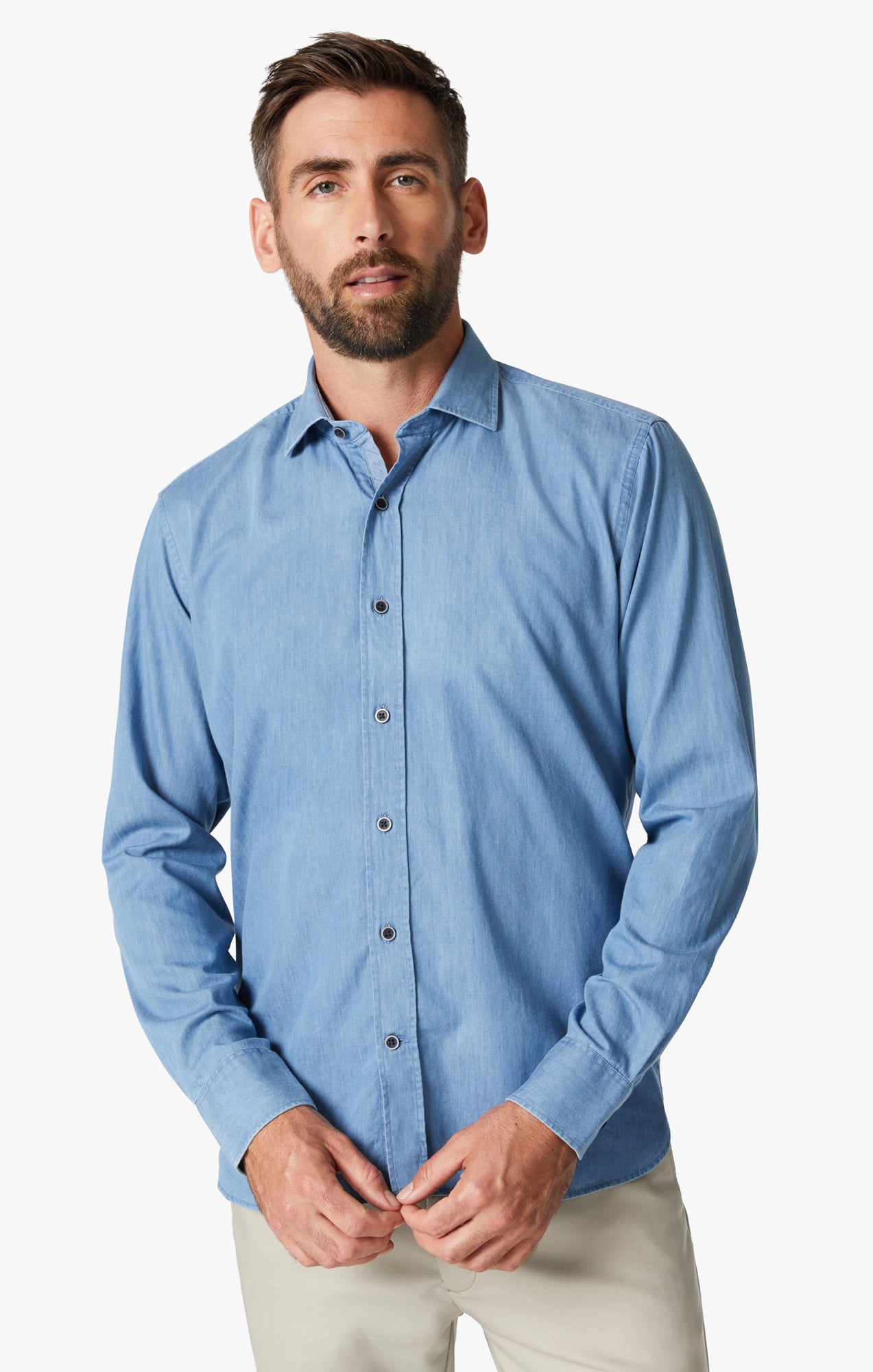 34 Heritage Men's Light Denim Shirt in Light Denim