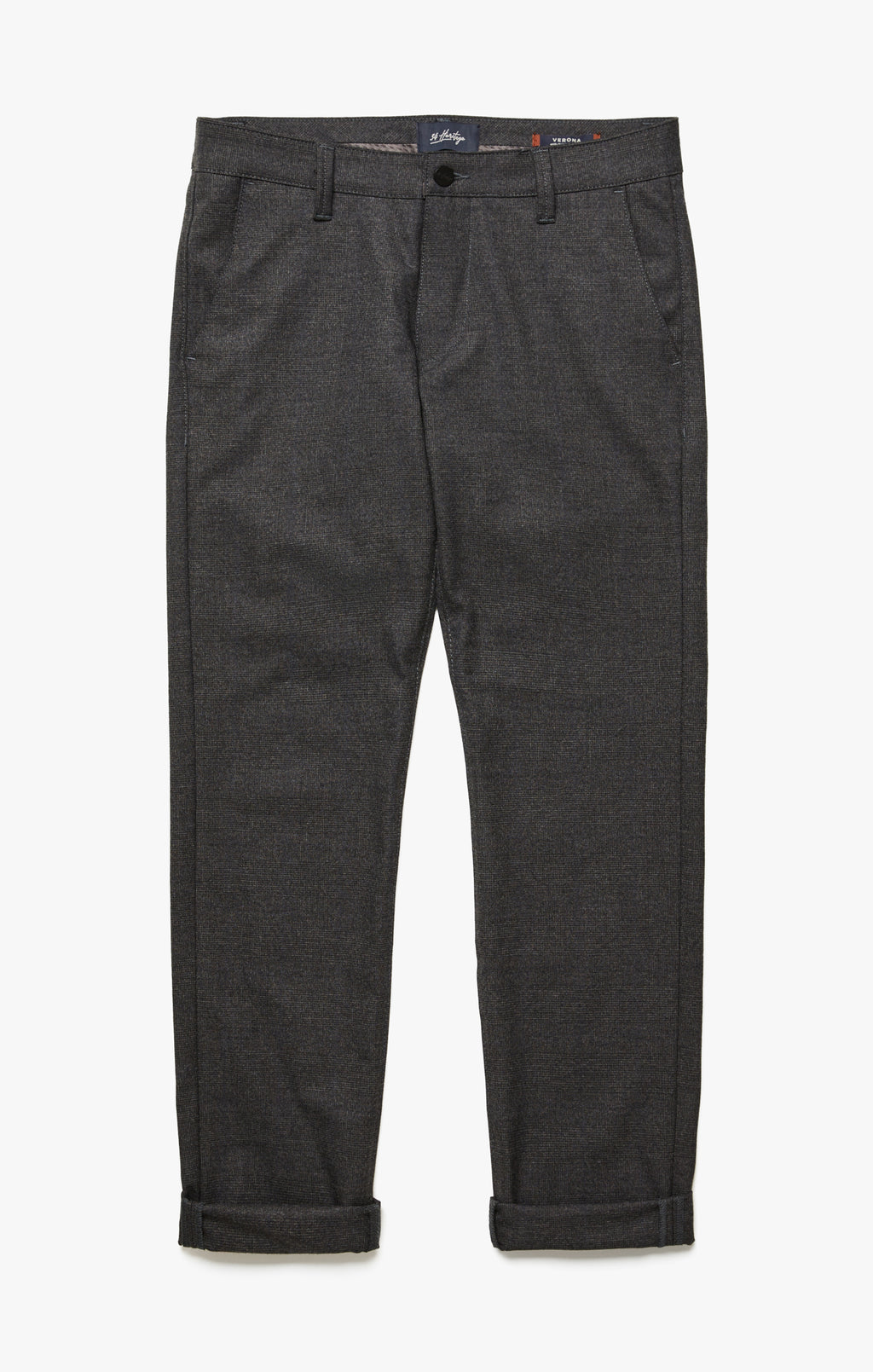 Verona Straight Leg Chino Pants In Smoke Elite Check
