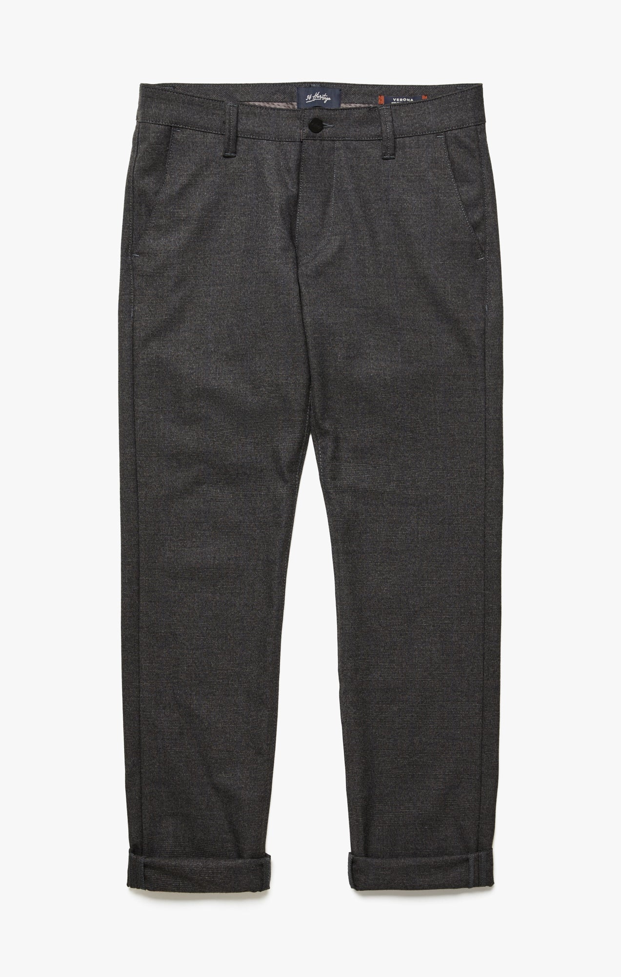 Verona Straight Leg Chino Pants In Smoke Elite Check