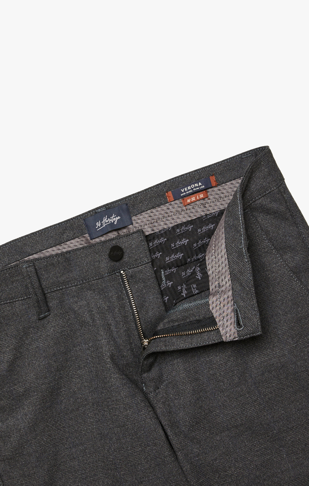 Verona Straight Leg Chino Pants In Smoke Elite Check