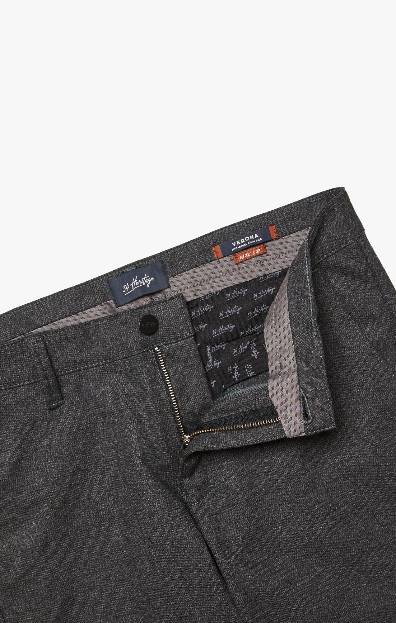 Verona Straight Leg Chino Pants In Smoke Elite Check