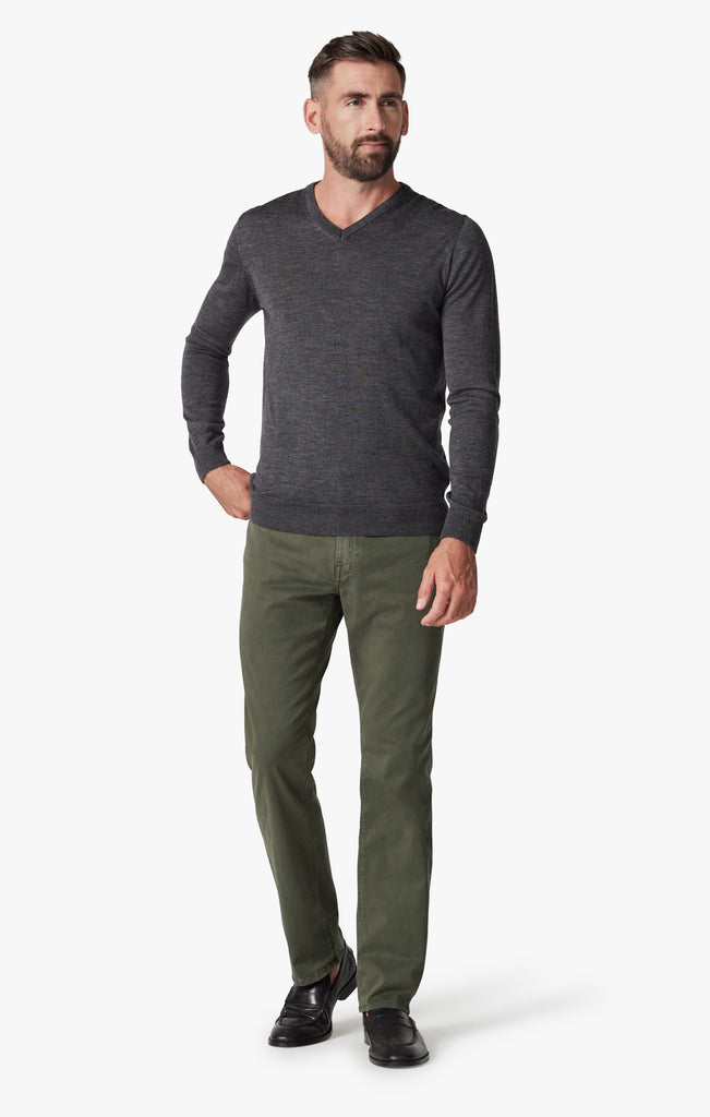 Charisma Relaxed Straight Leg Pants In Olive Twill