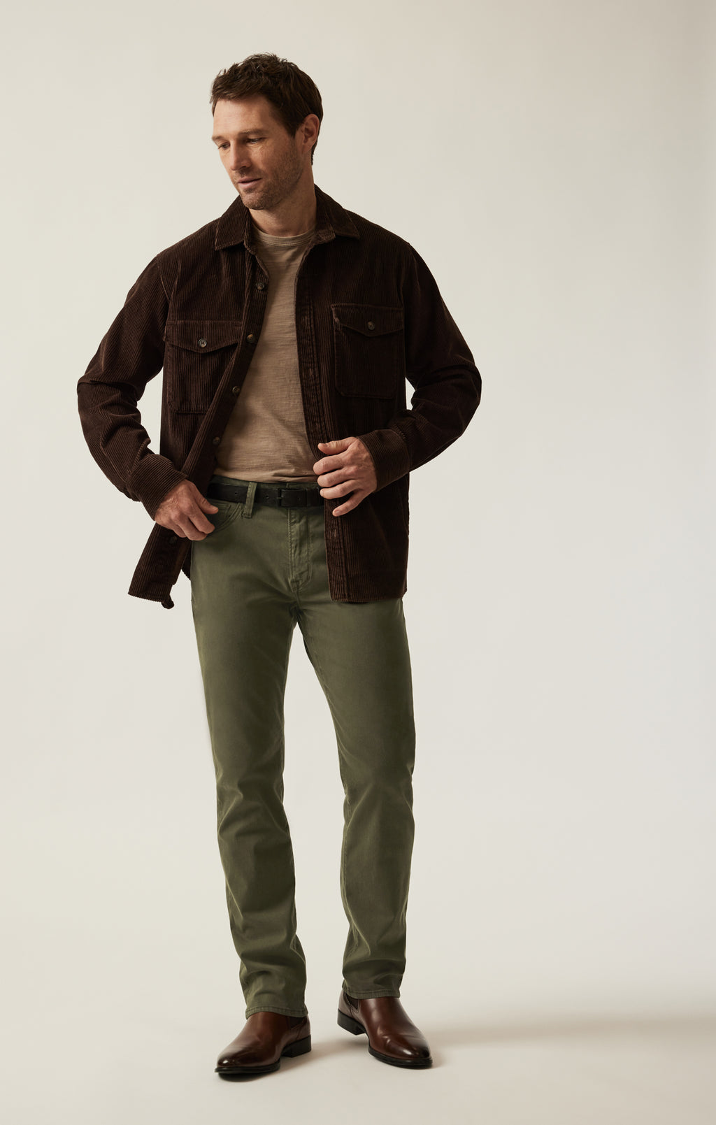 Courage Straight Leg Pants in Dark Olive Twill