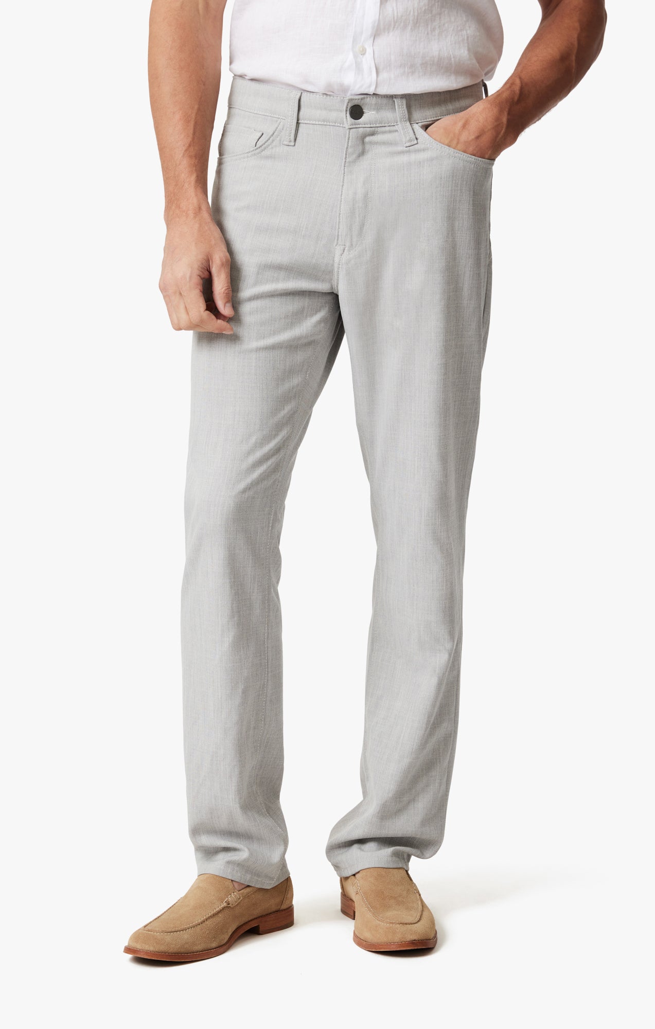 Charisma Relaxed Straight Pants in Bone Cross Twill