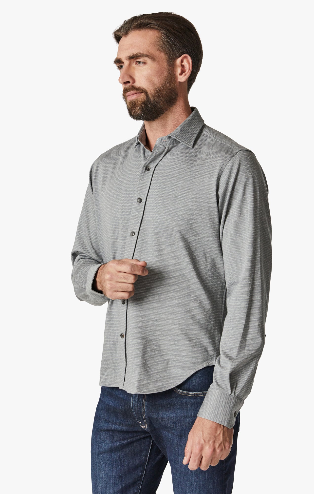Structured Shirt In Light Grey Image 2