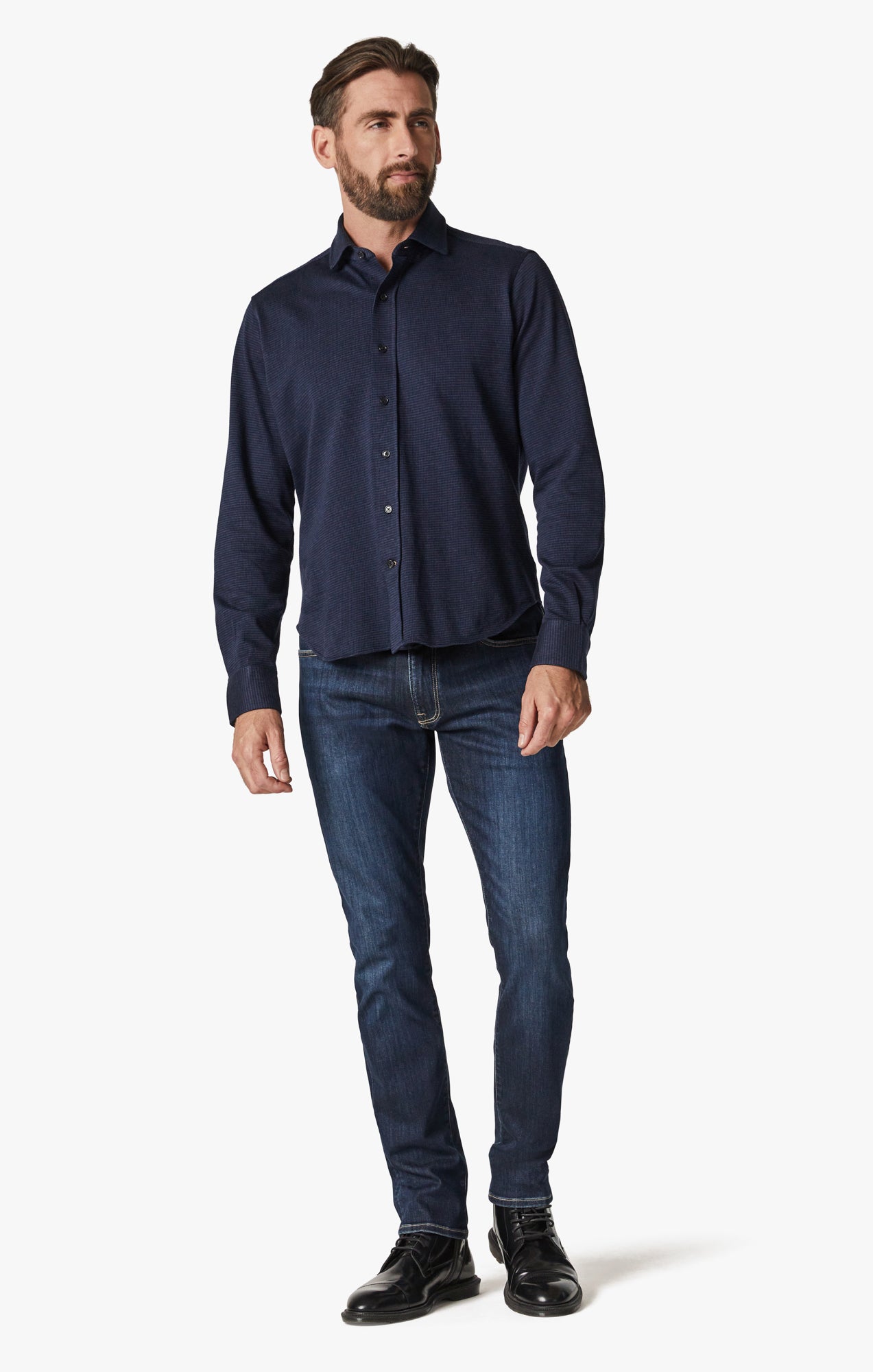 Structured Shirt In Navy Blue Image 4
