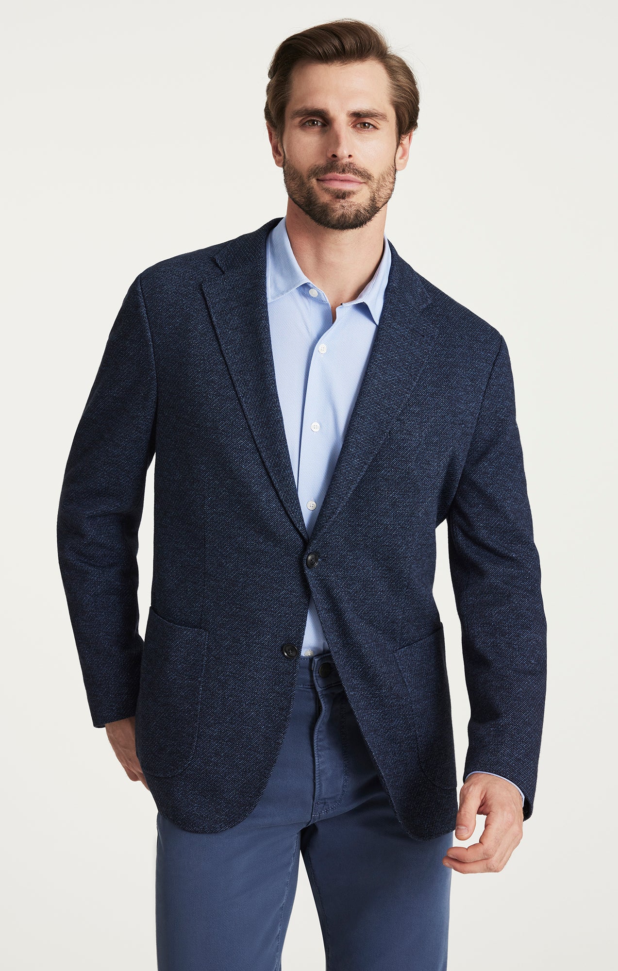 Twill Knit Blazer in Dark Navy