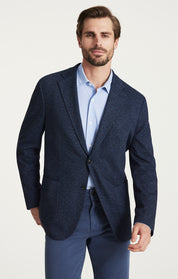 Twill Knit Blazer in Dark Navy