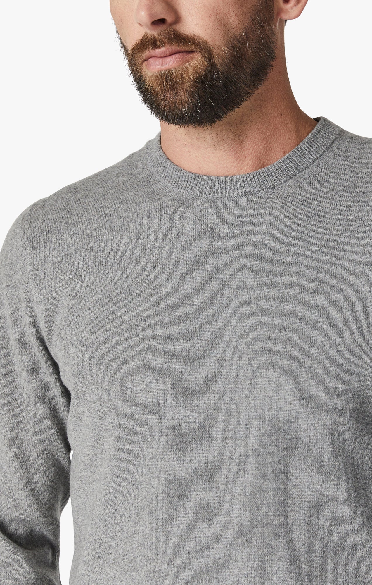 Cashmere Crew Neck Sweater In Grey Melange Image 6