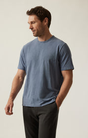 Slub Crew Neck T-Shirt in Vintage Blue