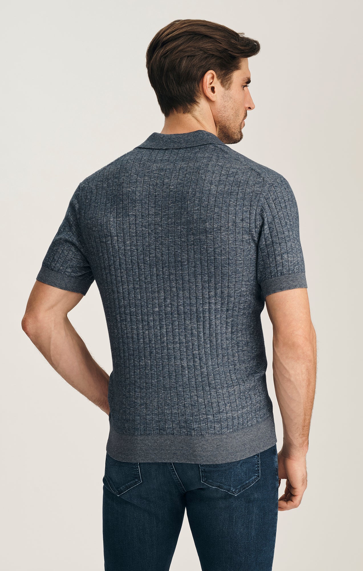 Melange Polo Sweater In Indigo