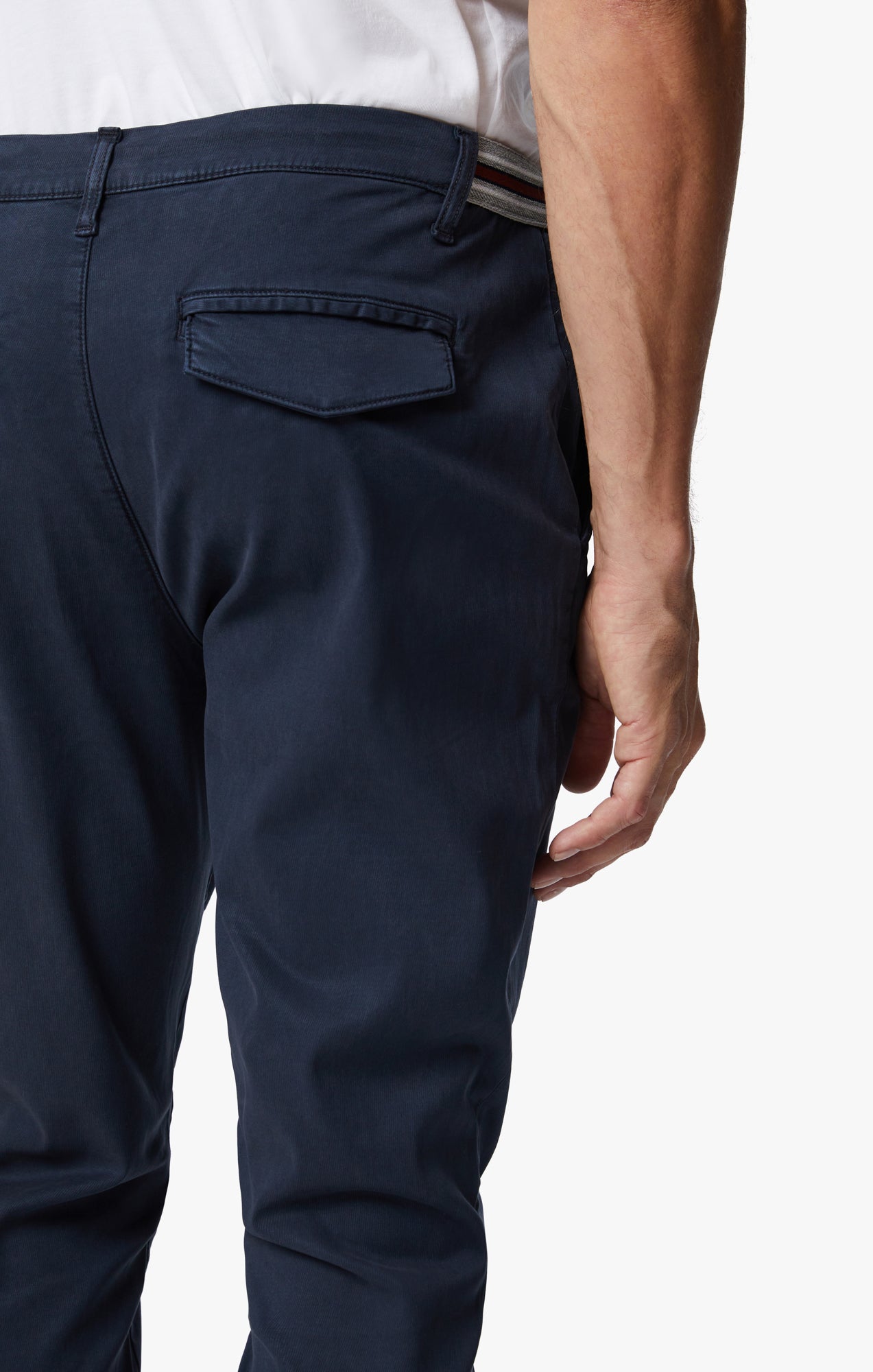 Formia Drawstring Chino Pants In Navy Soft Touch Image 6