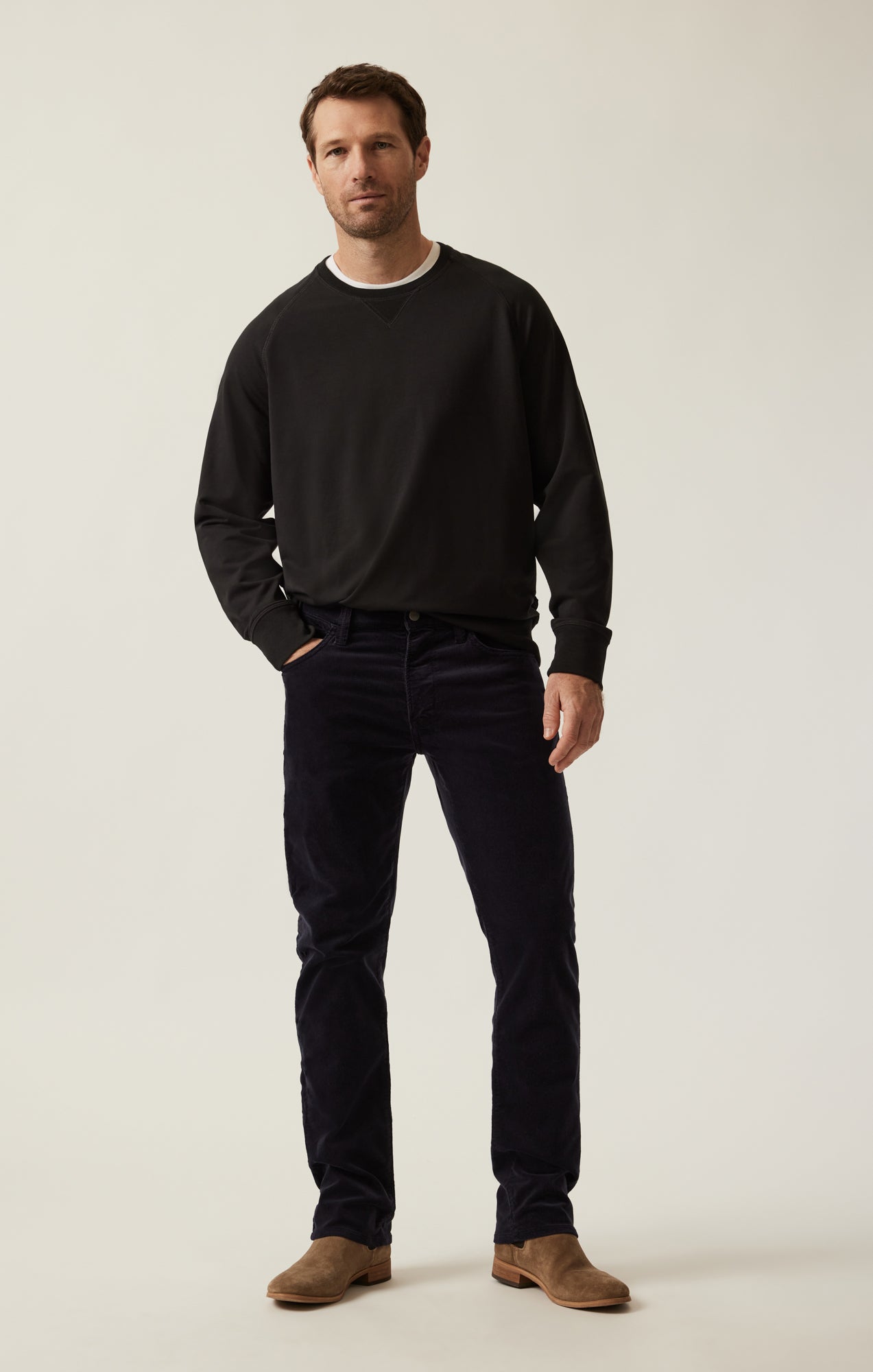 French Terry Crew Sweatshirt In Black