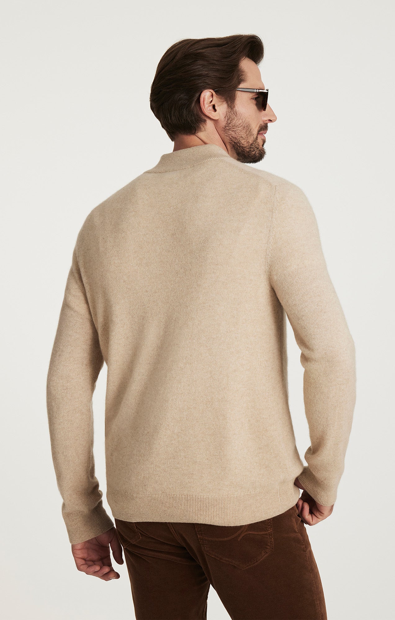 Cashmere Quarter Zip Sweater In Beige