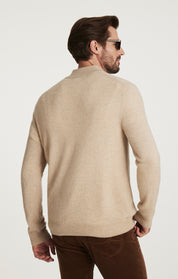 Cashmere Quarter Zip Sweater In Beige