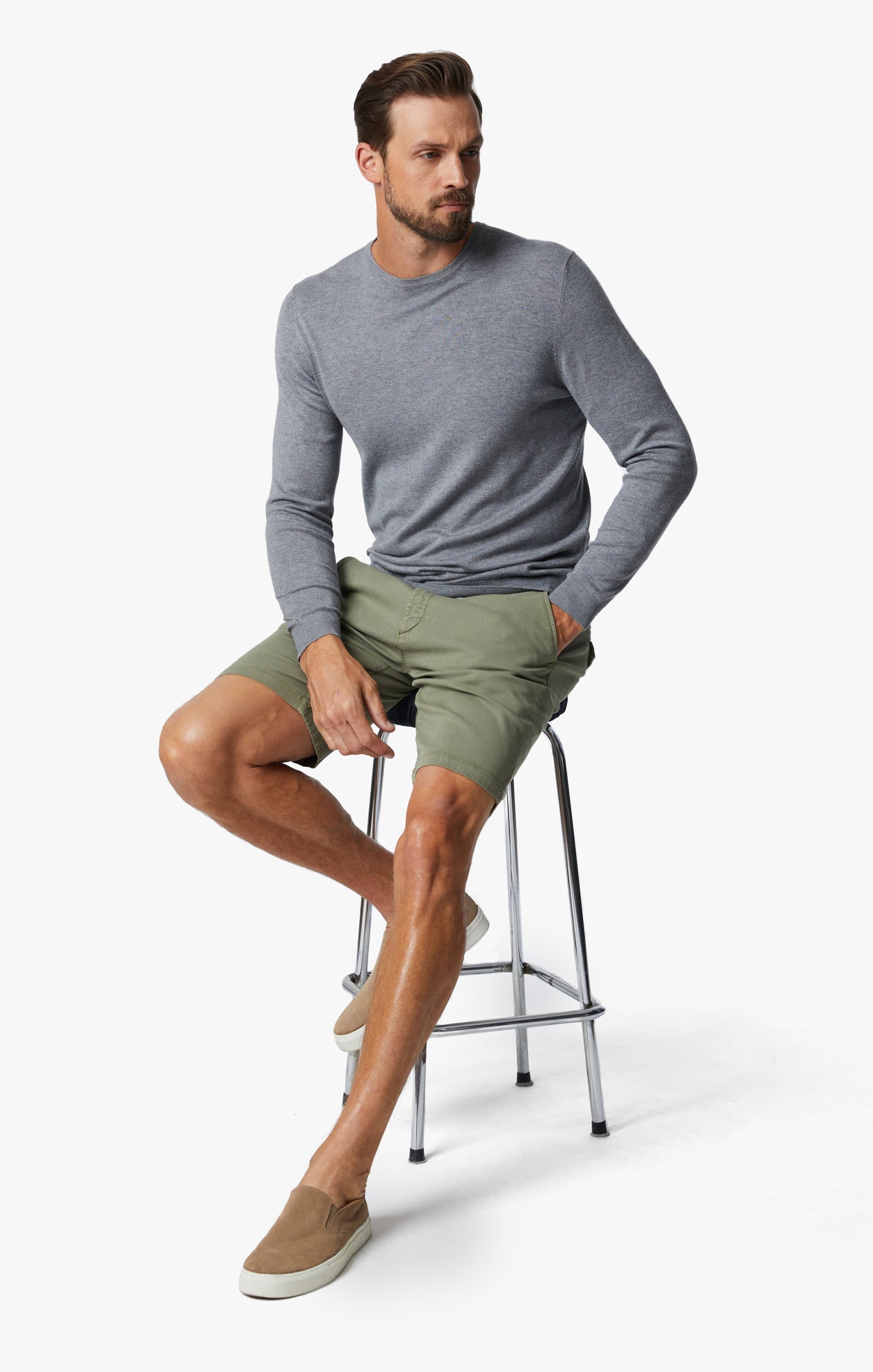 Ravenna Drawstring Shorts In Moss Green Soft Touch Image 8