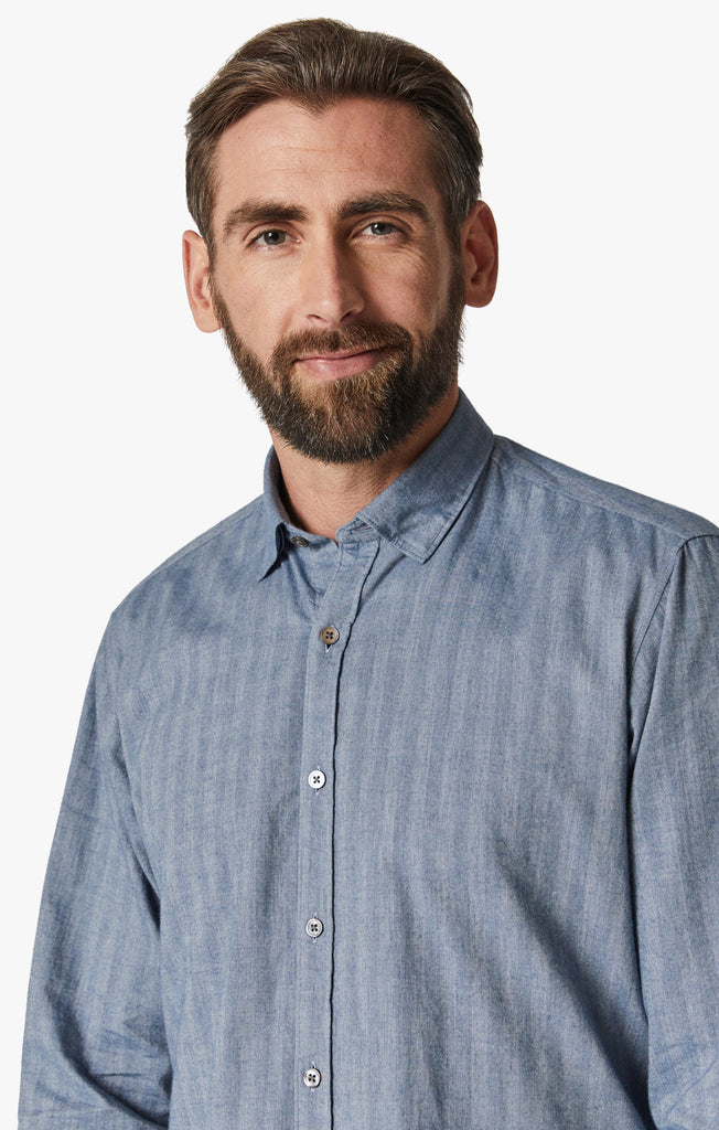 Herringbone Shirt In Blue 34 Heritage herringbone-shirt-in-blue-34-heritage