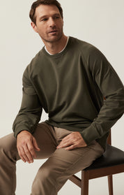 French Terry Crew Sweatshirt In Pimento Olive