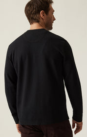 Long Sleeve Henley In Black