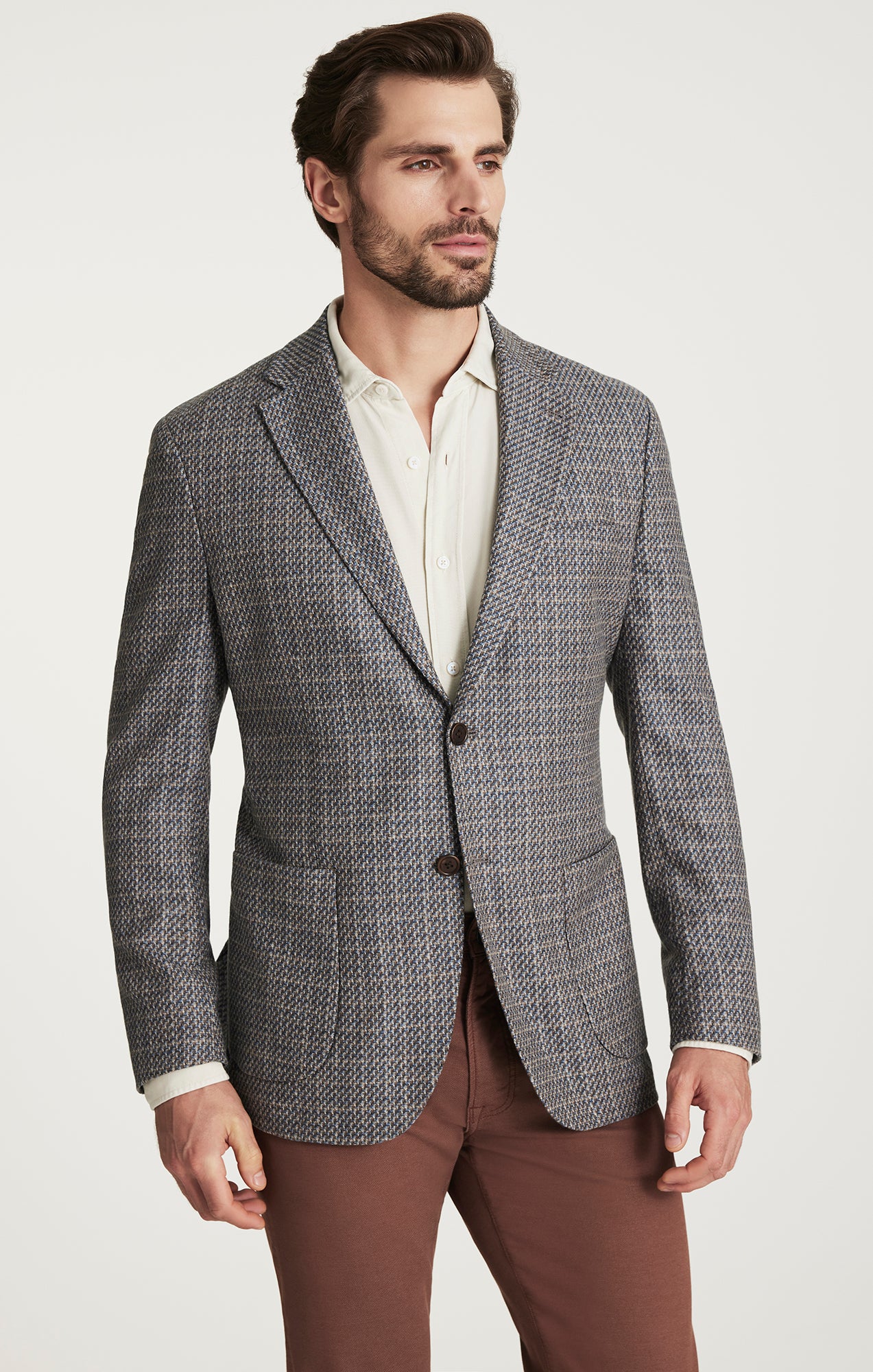 Matteo Mini Checked Blazer in Dark Blue