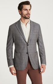 Matteo Mini Checked Blazer in Dark Blue