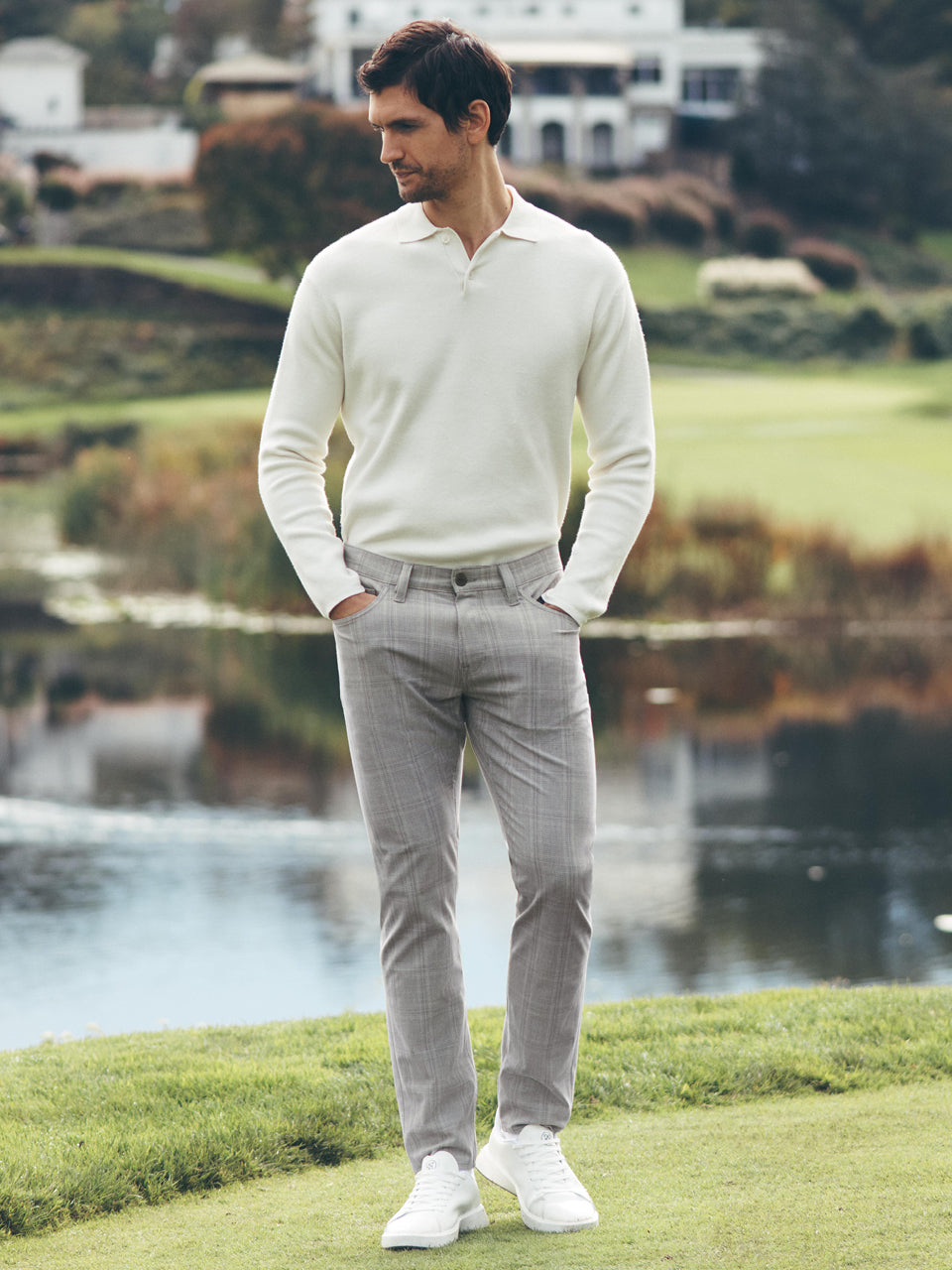 34 Heritage Men's Courage Straight Leg Pants In Grey Checked 34 Heritage Men's Courage Straight Leg Pants In Grey Checked
