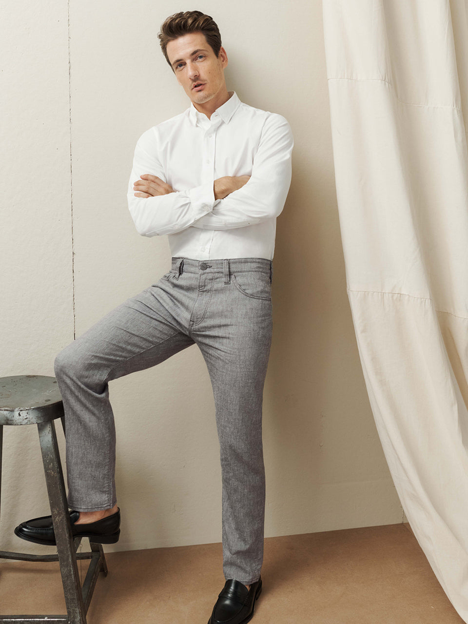 34 Heritage Men's Courage Straight Leg Pants In Anthracite Hemp