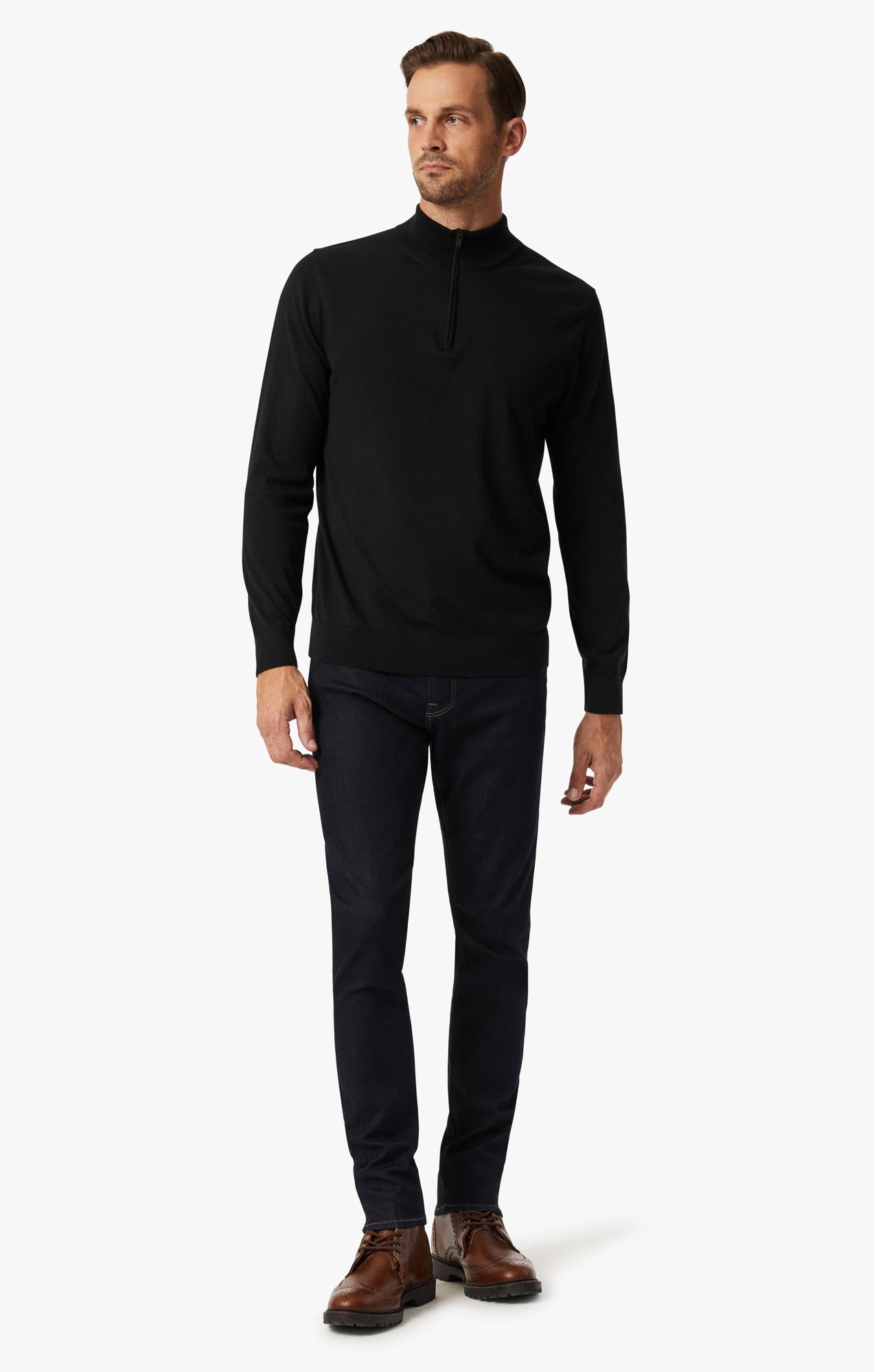 Quarter Zip Sweater In Black