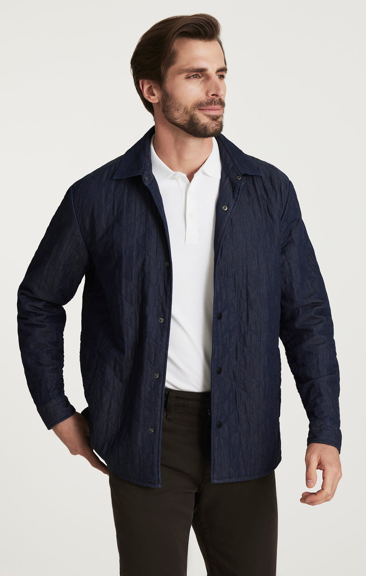 Denim Quilted Overshirt In Rinse