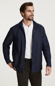 Denim Quilted Overshirt In Rinse