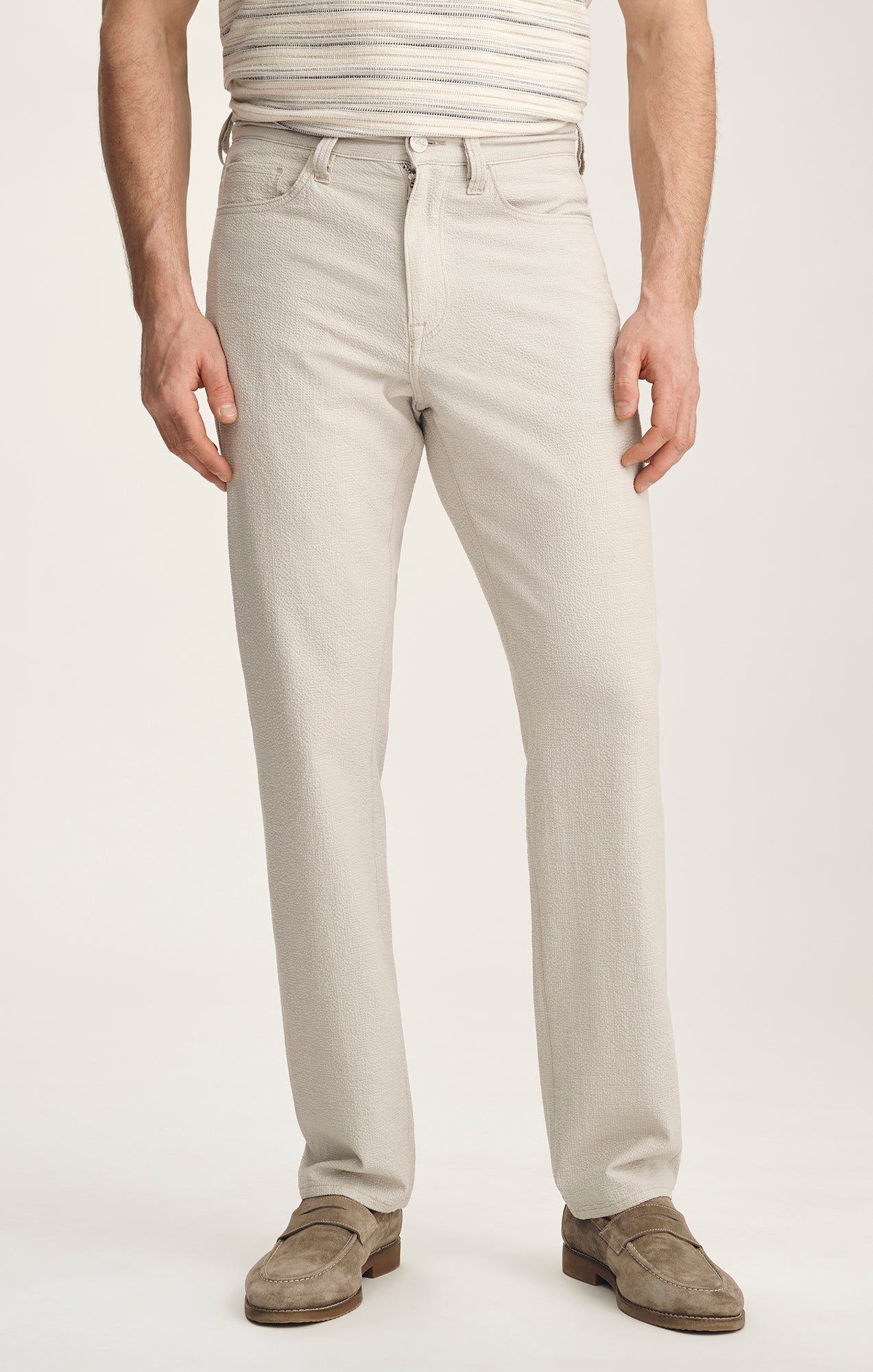 Charisma Relaxed Straight Pants In Stone Seersucker