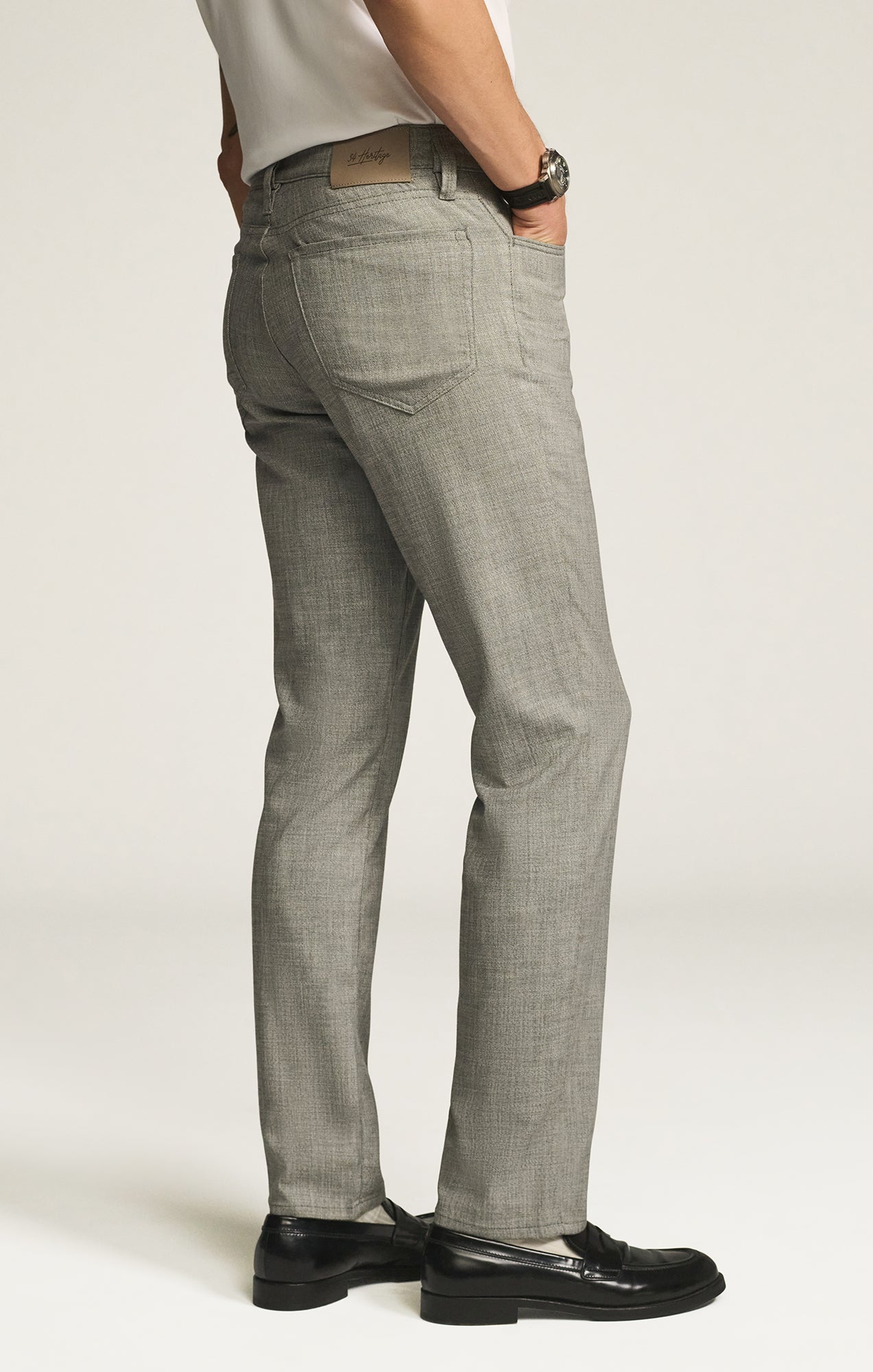 Charisma Relaxed Straight Pants in Grey Cross Twill