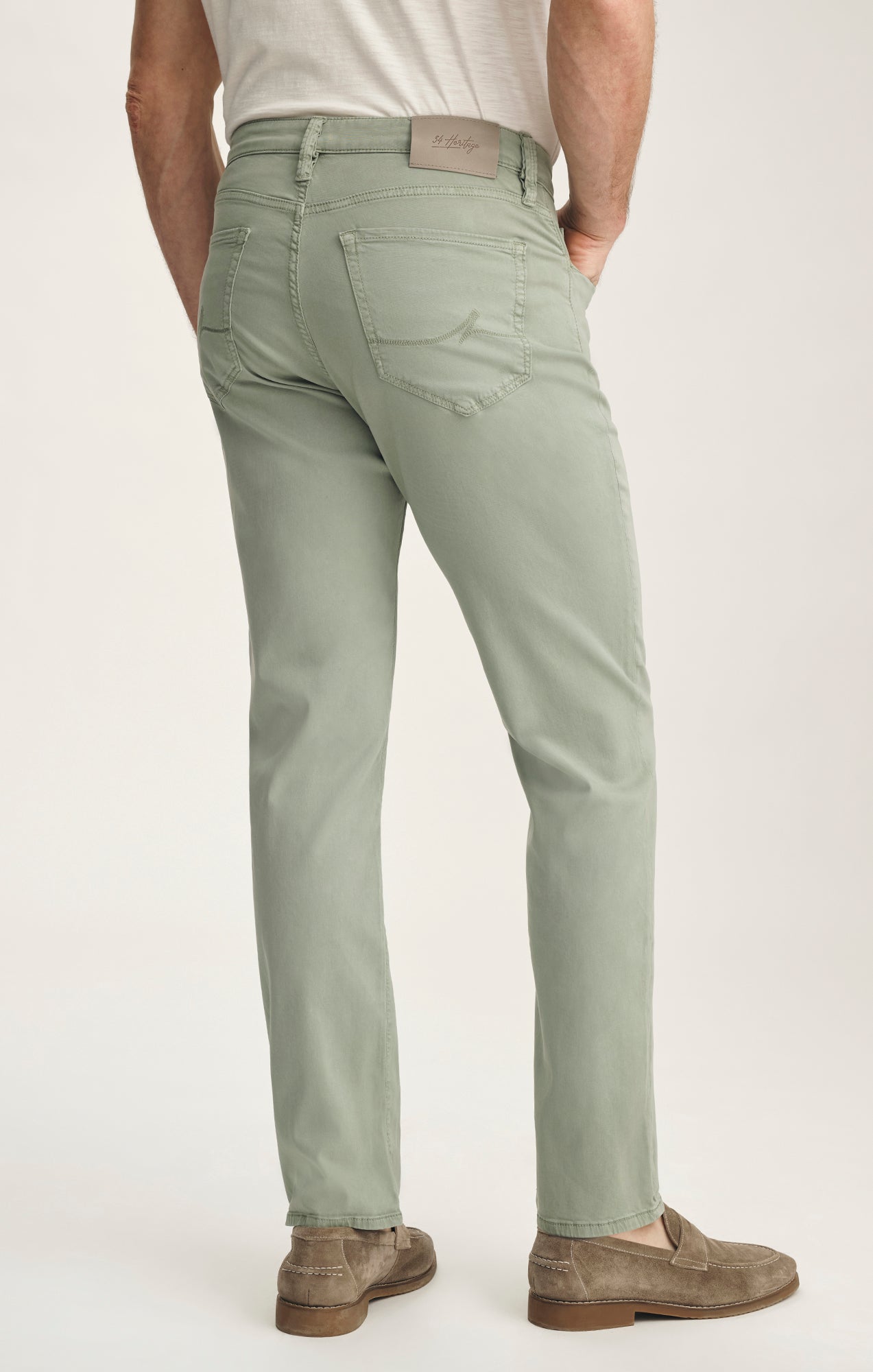 Charisma Relaxed Straight Pants In Iceberg Green Twill